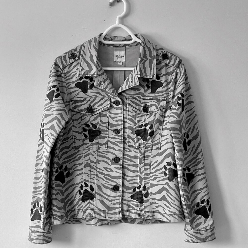 "Wild Thing" - Gray & Black Hand-Painted Cotton Jacket